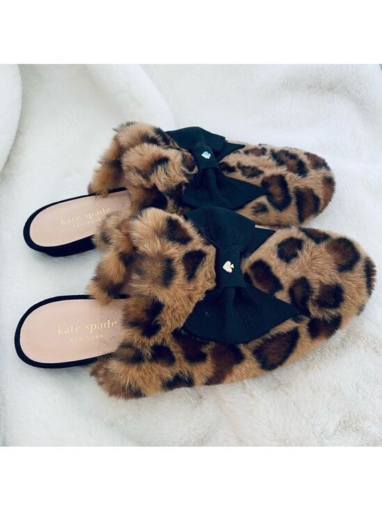 kate spade Shoes - Kate Spade Leopard Faux Fur Slippers Animal Print Mob Wife